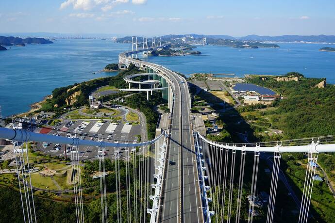 「瀬戸大橋スカイツアー」で瀬戸大橋の塔頂から臨める風景の写真