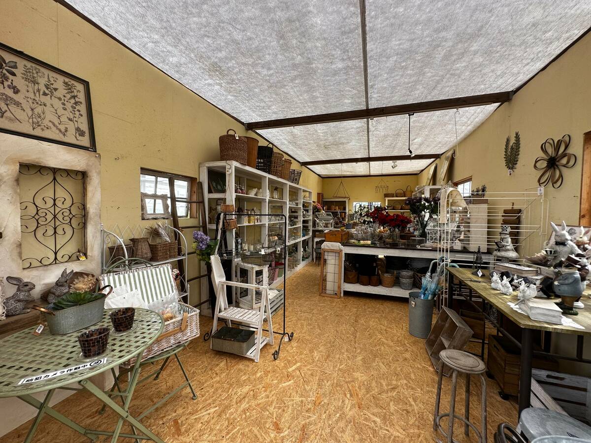 ガーデニング用品がでひすプレイされた店内