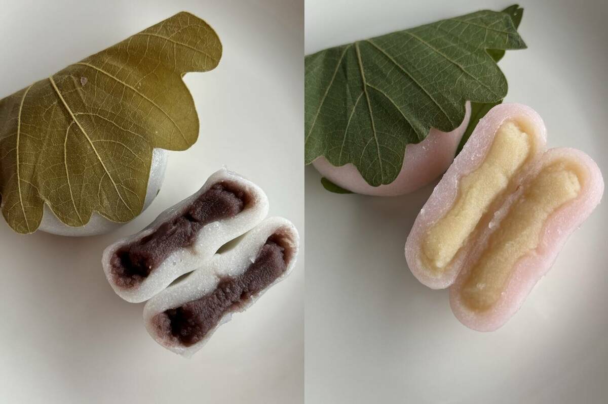 黒い小豆餡と白い味噌餡