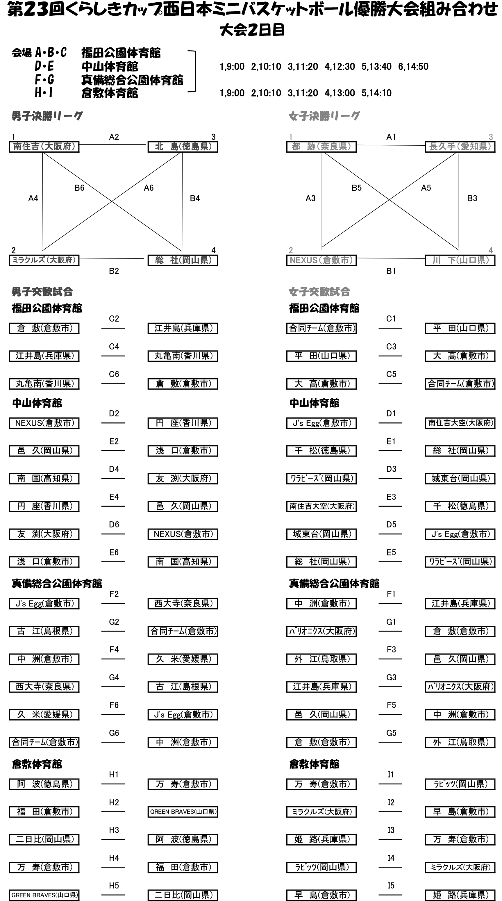 第23回くらしきカップ２日目組み合わせ