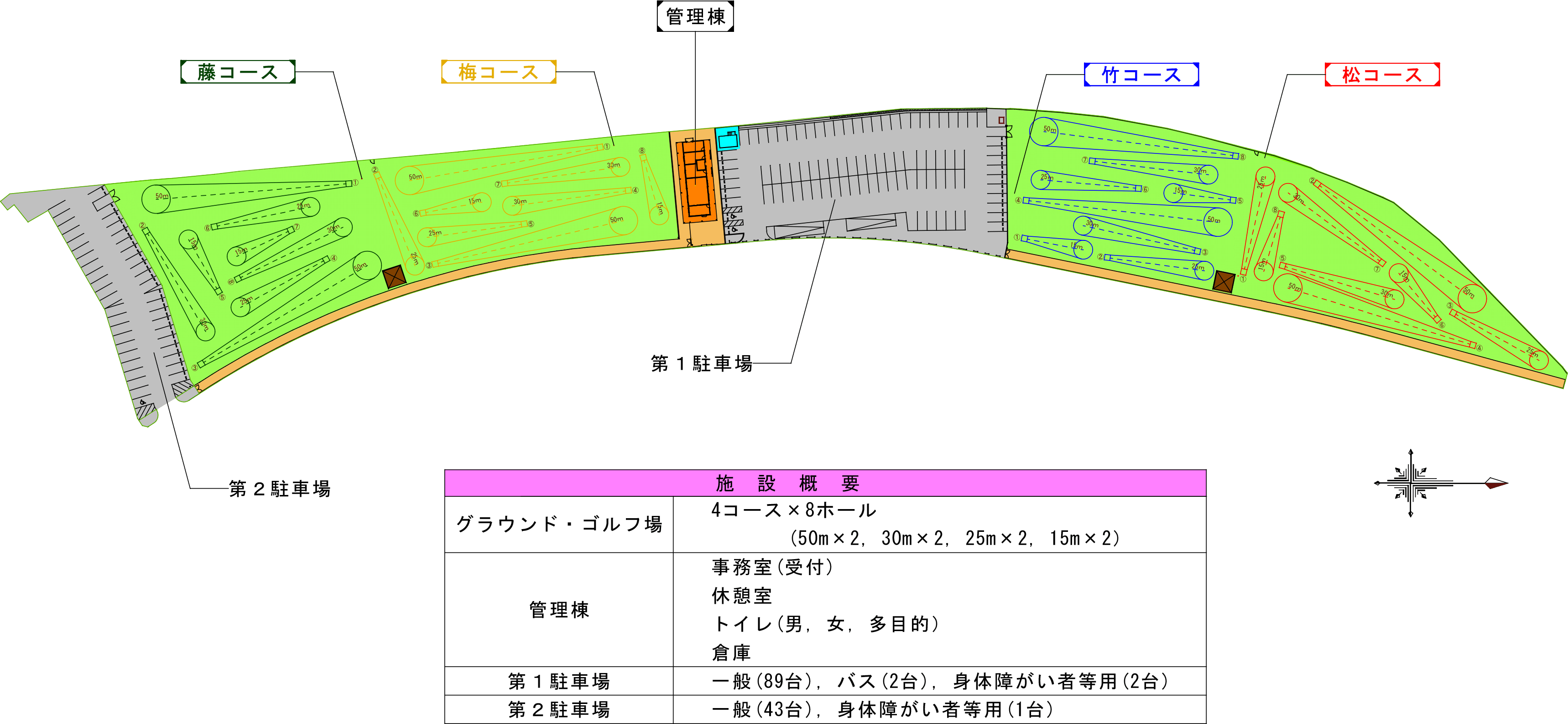 倉敷市グラウンド・ゴルフ場コース平面図｜引用：倉敷市公式ホームページ(文化観光部　スポーツ振興課)
