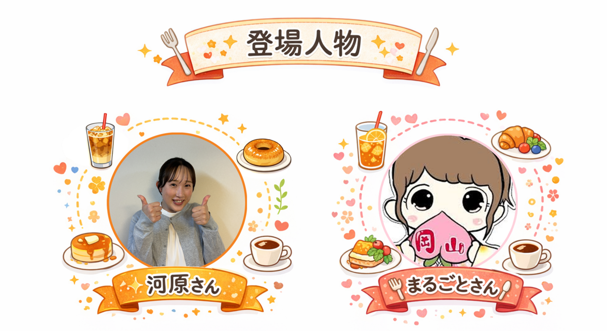 登場人物は「河原さん」と「まるごとさん」