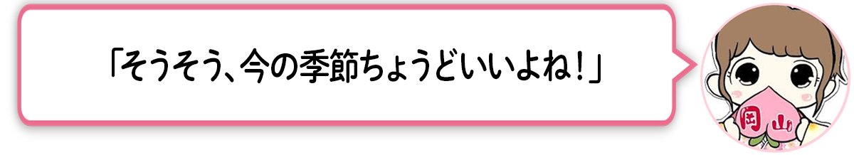 ま「そうそう、今の季節ちょうどいいよね！」